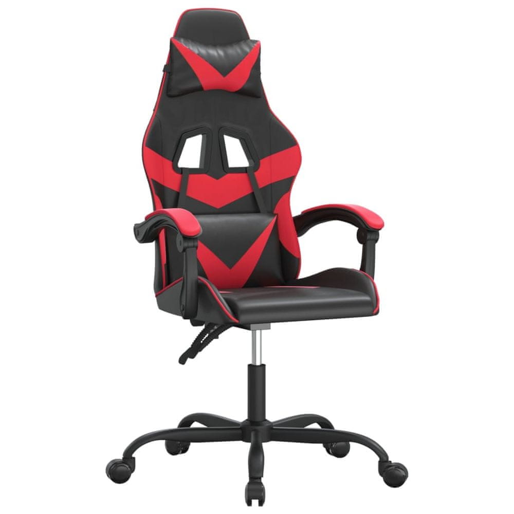 Vidaxl Otočná herná stolička čierna a červená umelá koža